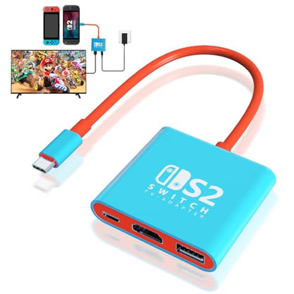 pdobq Switch 2 Dock, Switch Docking Station for Nintendo Switch1 Dock, Portable Switch2 TV Adapter Support 4K/60HZ Switch2 TV Mode Compatible Switch2/1/OLED, Travel with HDMI2.0 USB3.0 - size: 4K/60HZS2