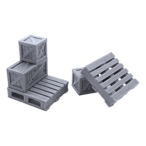 EnderToys Rustic Crates and Pallets, Terrain Scenery for Tabletop 28mm Miniatures Wargame, 3D Printed and Paintable