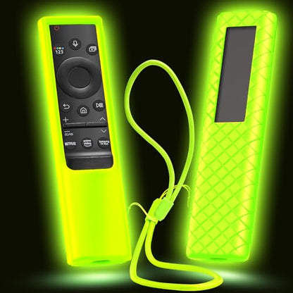 Cover for Samsung Solar Remote, Case Compatible with Samsung Smart TV Remote Control Glow in The Dark Universal Silicone Skin Sleeve with Lanyard Green - color: Green Glown in the dark