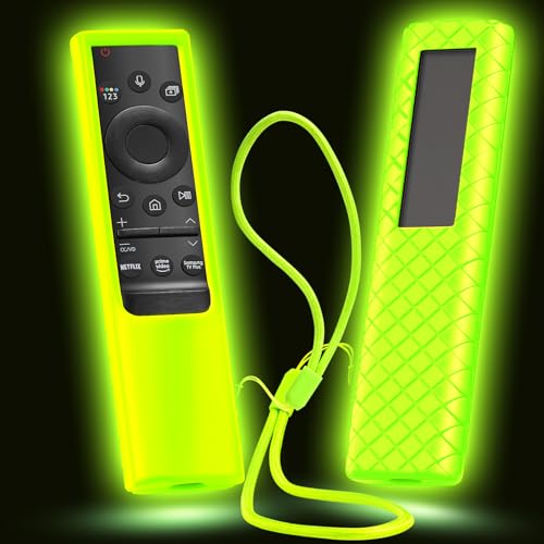 Cover for Samsung Solar Remote, Case Compatible with Samsung Smart TV Remote Control Glow in The Dark Universal Silicone Skin Sleeve with Lanyard Green - color: Green Glown in the dark