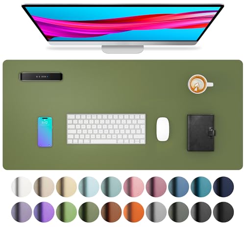 Aothia Desk Protector Mat, Mouse Pad, Non-Slip Waterproof PU Leather Desk Blotter, Laptop, Writing for Office and Home (23.6" x 13.7", Olive Green) - color: Olive Green, size: 23.6" x 13.7"