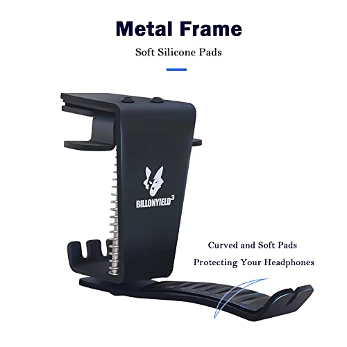 Headset Headphone Hook Holder Hanger Mount, Headphones Stand for Desk, Headphone Clamp Under Desk Design with Adjustable & Rotating Arm Clamp for PC Gaming, Office