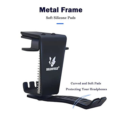 Headset Headphone Hook Holder Hanger Mount, Headphones Stand for Desk, Headphone Clamp Under Desk Design with Adjustable & Rotating Arm Clamp for PC Gaming, Office