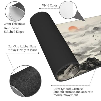 Extended Gaming Mouse Pad, Large Mouse Mat, XL Desk Pad for Keyboard and Mouse, Non-Slip Rubber Base & Stitched Edges for Gamer Office 31.5x11.8 in - color: 9