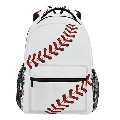 Baseball Backpack Softball White Personalized Your Name Text Bookbag School Travel College Shoulder Bag for Boys - color: Multi Pattern 12