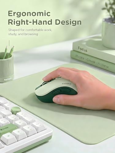 RAPIQUE Bluetooth Wireless Mouse, Dual Bluetooth & 2.4G USB Receiver, Quiet Clicks, Right-Hand Ergonomic 6 Button Mouse, Adjustable DPI, AA Battery, for Laptop, PC, Mac, Tablet - Avocado Green - color: Avocado Green