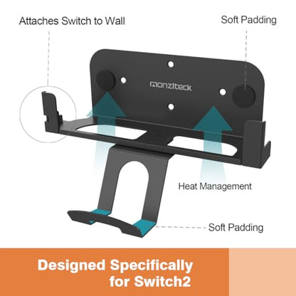 Wall Mount for Switch2 with Controller Holder | All metal ,Easy to install,simple and elegant,Space-Saving Sturdy 2-in-1 Holder