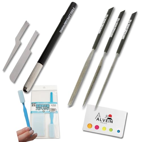 Tamiya Tool Set 74104 & 74111 + FS #2000 Sanding Stick | File Set, Craft Saw & Fine Sandpaper Kit | Precision Hobby Tools for Plastic Models & Miniatures