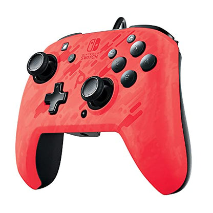 PDP Gaming Faceoff Deluxe+ Wired Switch Pro Controller - Officially Licensed by Nintendo - Customizable gamepad buttons, sticks, triggers, and paddles - Ergonomic Controllers - Red Camo / Camouflage