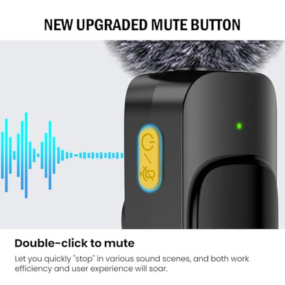 2-Pack Wireless Lavalier Mini Microphone for iPhone, Android, Active Noise Cancellation, Magnetic Lapel Microphone for TikTok, YouTube, Video Vlog, Interviews, Live Streaming (2-in-1 RX)