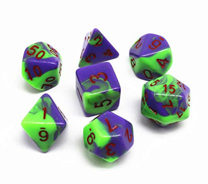 DND Dice Set Purple & Green RPG Polyhedral Dice Fit Dungeons and Dragons(D&D) Pathfinder MTG Tabletop Role Playing Game 7-Die Dice Set - color: Green&purple