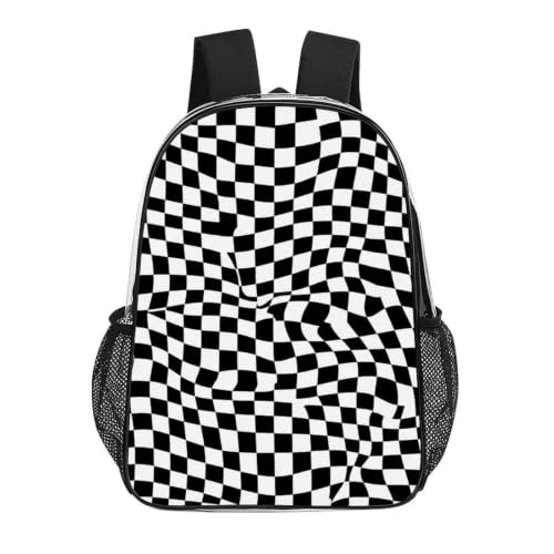 Waterproof Large Clear Beach Backpack Holds Towels Water Bottles | Heavy Duty, Checkerboard Geometric Checkered Plaid Black White Car Racing Chess Board, See Through Daypack - color: Pattern (328)