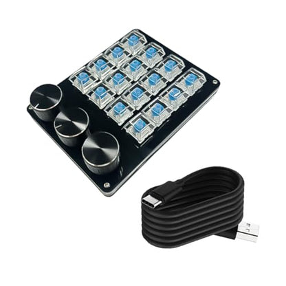 Portable 16Key Macro Keypad with Programmable Dials for Advanced Gaming Controls and Multimedia Management Keyboards