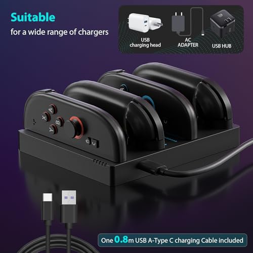 Charging Dock for Nintendo Switch 2 Joy Con Controllers,4 in 1 Fast Charger Station,Magnetic and Bi-Directional Design for Switch 2 Joy Con Controllers - color: Jet Black