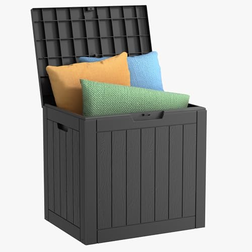 Vixzen 30 Gallon Deck Boxes Outdoor Waterproof, Lockable Storage Box with Lid for Patio Cushions, Garden Tools, Pool Supplies (Black, 30 Gallon) - color: Black, size: 30Gallon