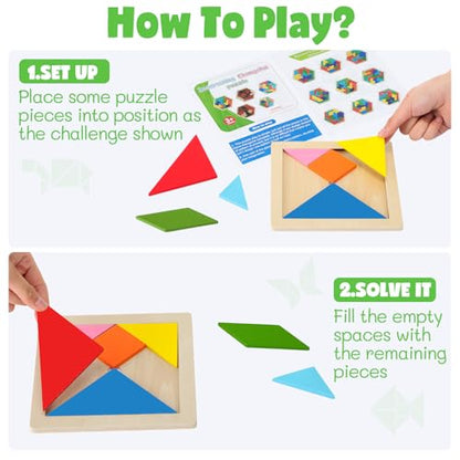 Yunsailing 3 Pack Large Wooden Blocks Puzzles Hexagon Tangram Puzzle Wooden Russian Brain Puzzles for Adult Challenge Teasers Geometric Jigsaw Logic Iq STEM Educational Gift Graduation(Novel) - style: Novel