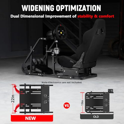 Dardoo Racing Simulator Cockpit with Seat Fit for Logitech G25 G27 G923 | for Thrustmaster T150, for Fanatec, Steering Wheel Cockpit, Not Include Wheel, Pedal and Shifter