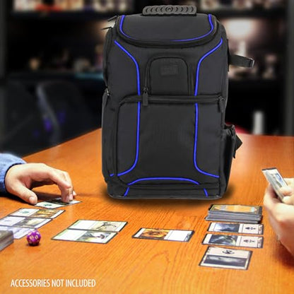 USA Gear MTG Backpack Compatible with Magic the Gathering Deck, Yu-Gi-Oh, MTG Decks & more - TCG Backpack MTG Bag with Shoulder Straps, Customizable Dividers, TCG Playmat Holder, Binder Space (Blue) - color: Blue