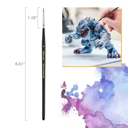 Kolinsky Sable Miniature Paint Brushes - Professional Artist Brush Size 0, Small Fine Detail Paint Brush Set for Mini Paints, Paint by Number, Figurine - size: 0