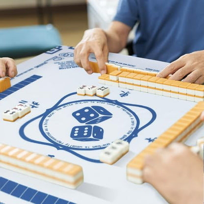 Oudain Chinoiserie Mahjong Tablecloth Florals Card Table Cloth 55x 55 Inch Square Tablecloth Game Table Cover with Game Rules for Mahjong Beginners, Card, Board Tile Games(Blue and White) - color: Blue and White