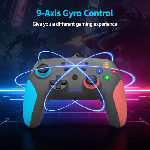 Akalyptra Wired Pro Controller for Switch 2/1/PC, Hall Effect Joysticks Gaming Controller with 2 Back Buttons Support Remap/Programmable, Motion Gyro Control, Cool RGB Light, 3.5mm Audio Jack, Dual Vibration(Black)