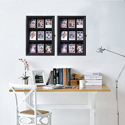 Verani Baseball Card Display Case - Sports Card Display Frame - Holds Sport Cards with UV Protection Clear View Lockable Wall Cabinet for Football Basketball Hockey Trading Card Black - size: Small-Vertical-Black