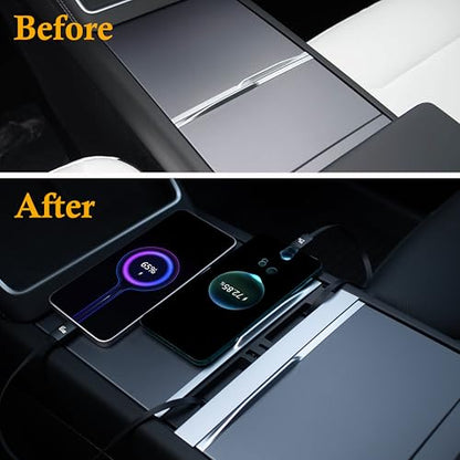 USB Hub Charger for Tesla Model 3 Highland 2024-26&Model Y Juniper 2025-26 | Center Console with Two 27W Fast Charging Retractable Cables Phone Charger Docking Station Accessories,Seamless Fit,OEM - color: for Model Y 2025-2026 & Model 3 2024-2026