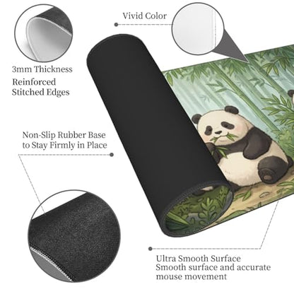 Panda Gaming Mouse Pad XL - 31.5x11.8 in Extended Large Mousepad with Stitched Edges, Breathable Desk Pad for Keyboard & Mouse - color: 14