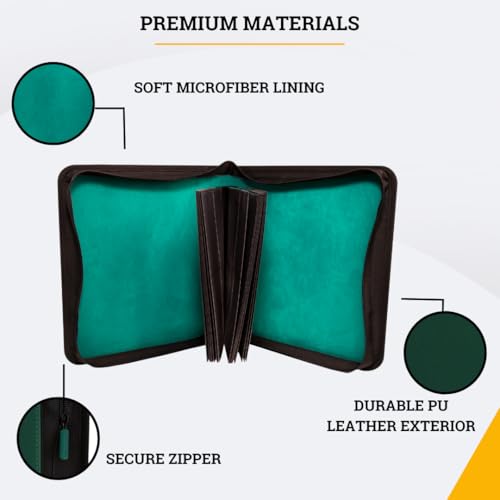 Card Guardian - Toploader 4 Pocket Premium Binder with Zipper for 160 Cards - Side Loaded Pockets - Compatible with Sports and Trading Cards TCG (Green) | Fits 160 Cards, Side Loaded Pockets, Compatible with Sports and Trading Cards - color: Green