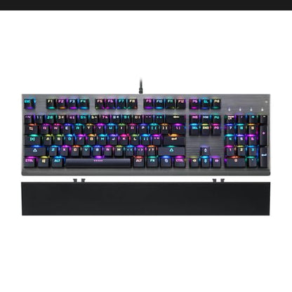 MOTOSPEED CK108 RGB LED Backlit Wired Mechanical Gaming Keyboard, 108 Keys Hot-Swap Mechanical Keyboard w/Aluminum Base, Upgraded Socket and Noise Absorbing Foams, Soft Tactile Black Switch - color: Black Switch, size: 108 Keys