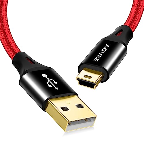 AGVEE 3.3ft Mini USB Cable, Durable USB-A to Mini-B Data and Charger | For TI-84 Calculator, Garmin GPS, Go-Pro Hero 4 3 2 HD, PS3 Controller, Canon Nikon Camera, Blue Yeti Microphone, - color: Red, size: 3.3ft