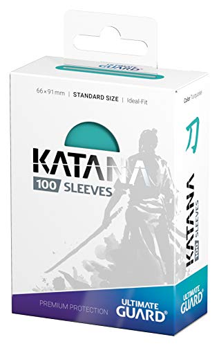 Ultimate Guard Katana Card Sleeves: 100 Standard Size TCG Sleeves, 66 x 91mm, Turquoise Back, Tournament Quality, No PVC & Acid-Free, High Clarity - color: Turquoise, size: Standard Size (66 x 91mm)