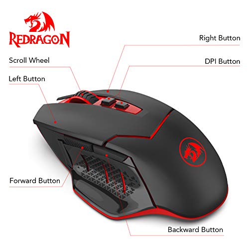 Redragon M690-1 Wireless Optical Gaming Mouse 2400 DPI Remapping Keys | Cable-Free 0 Delay, Smooth Precise Tracking, Ergonomic Grip Body Comfort - style: M690-1