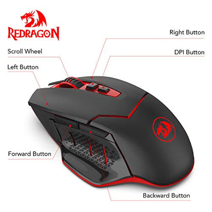 Redragon M690-1 Wireless Optical Gaming Mouse 2400 DPI Remapping Keys | Cable-Free 0 Delay, Smooth Precise Tracking, Ergonomic Grip Body Comfort - style: M690-1