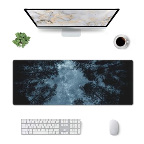 Night Sky Forest Mouse Pad XL Large Mousepad Non Slip Rubber Base Desk Mat for Laptop Computer Gaming 31.5" X 12" - color: Night Sky Forest