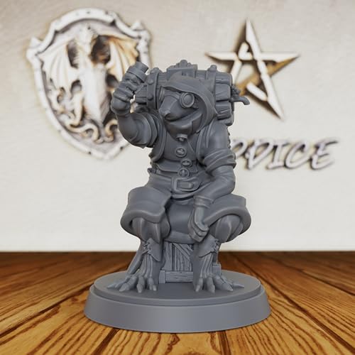 TTRPG Unpainted Miniatures for Tabletop RPG Game - Fantasy Minis Figurine for Dungeon Masters & Role Playing, 28mm Scale RPG Accessory Figure for Miniature Game - Skaven Alchemist (AS214)