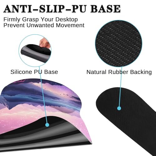 Arttown Keyboard Mouse Pad Set, 4 in 1 Desk Mat Set Galaxy Nebula | Night Sky Mountains Large Mousepad+Keyboard Wrist Rest+Mouse Wrist Rest+Coaster Ergonomic Design for Home Office Computer - color: Purple Starry Sky