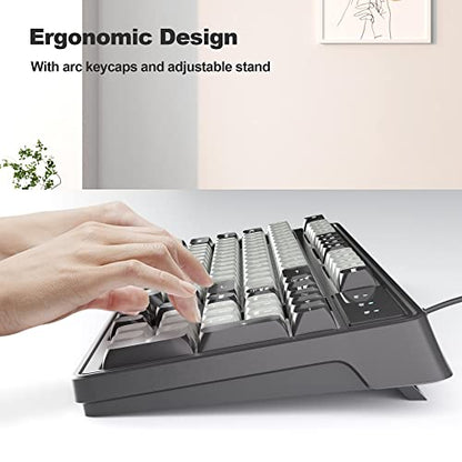 Camiysn Wire Gaming Keyboard, 7 Colorful Rainbow Backlight Classic Gaming Keyboard (Black & Grey) - color: Black & Grey