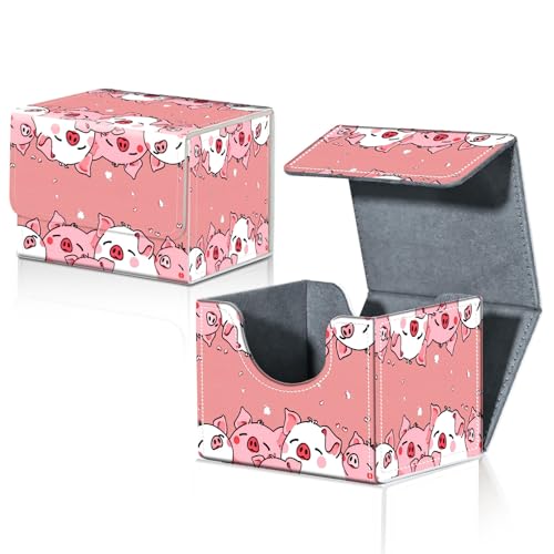 Card Deck Box for MTG Trading Cards with Magnetic Closure,Premium Card Storage Box Case Cover for TCG CCG Magic Cards,Cute Pink Pig - color: Cute Pink Pig