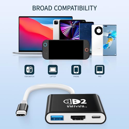 Dock for Switch 2, Portable Travel for Switch 2 Docking Station for TV, for Switch2 Tv Adapter with HDMI2.0/PD 100W/USB3.0 Port, Support 4K/1080P/120HZ/ TV Dock Mode, Black