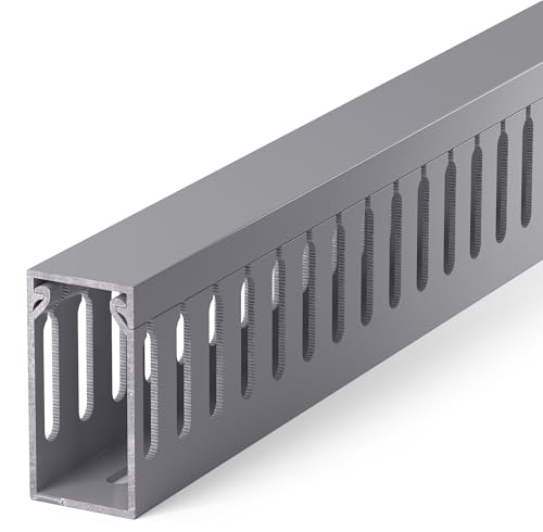 ZhiYo 2" H x 1" W Cable Management Raceway, 99in Under Desk Channel, Grey | Slotted Wire Duct, 6Pack, 16.5in Each, Heavy-Duty PVC Cable Management for Server Racks, Network Cables & Electrical Cabinets - color: Grey, size: 2in H X 1in W X 99in L