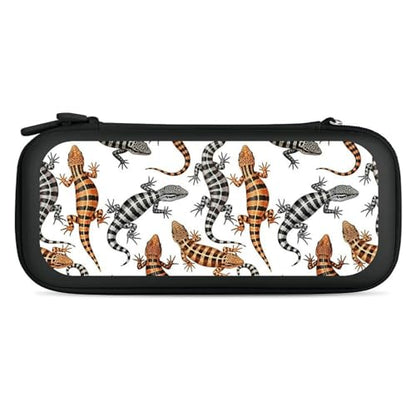 PPIKTC Travel Protective Pouch for Switch, Portable Carrying Case with 15 Game Cartridges, Reptile Lizard Bag - color: Design (334)