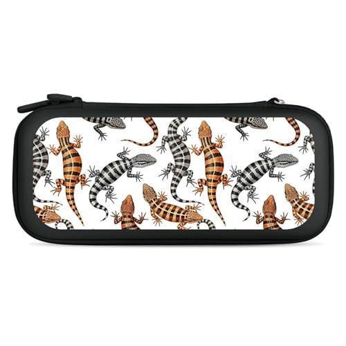 PPIKTC Travel Protective Pouch for Switch, Portable Carrying Case with 15 Game Cartridges, Reptile Lizard Bag - color: Design (334)
