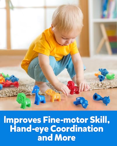 Coogam ABC Letters Matching Game, 26PCS Alphabet Fine Motor Skill Color Shape Recoginition Preschool Educational Montessori Learning Toys for 2 3 4 Years Old Toddlers - style: animal alphabet