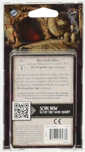 Arkham Horror The Card Game Heart of the Elders MYTHOS PACK - Explore Ancient Caverns in a Desperate Quest! Cooperative LCG, Ages 14+, 1-4 Players, 1-2 Hour Playtime, Made by Fantasy Flight Games - size: Mythos Pack, style: Heart of the Elders