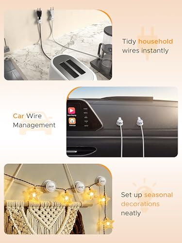 acer 9 Pack Magnetic Rotatable Cable Clips, [Smooth 360° Rotation, 1s Lock] Cord Organizer, Adhesive Cord Holder for Desk Nightstand Office Cable Management - White
