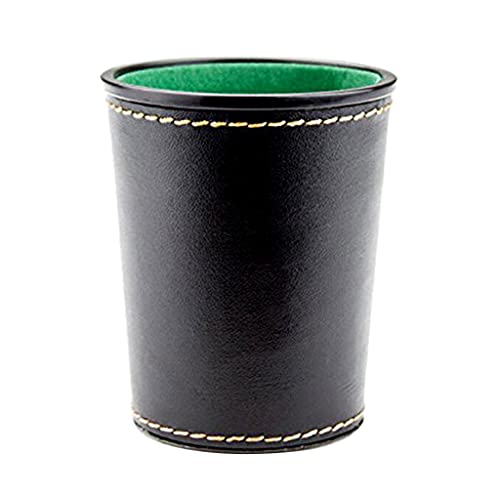 1 PU Leather Dice Cup, Green Flannel Interior Quiet Dice Shaker Cup for Liars/Farkle/Yaht-zee Games, 1 Pcs Set with Carrying Case