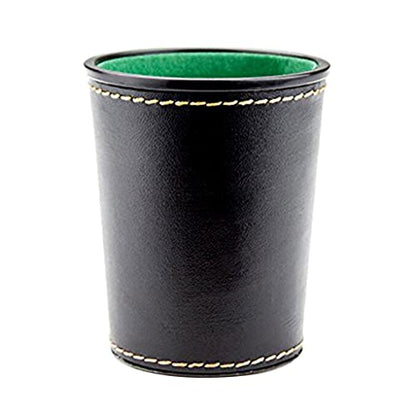 1 PU Leather Dice Cup, Green Flannel Interior Quiet Dice Shaker Cup for Liars/Farkle/Yaht-zee Games, 1 Pcs Set with Carrying Case