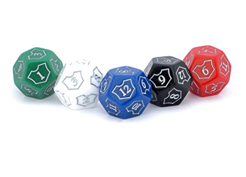 MTG D12 Spin-Down Loyalty Counter Dice 5 Die Set by Hedral - Red, White, Black, Green, Blue - Magic: The Gathering TCG CCG Planeswalker Multi-Color