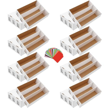 8 Pack Trading Card Storage Box, 18800+ Count Card Storage Box with 48 Card Divider White Sports Card Storage Box Cardboard Card Organizer Box Bulk Card Case Trading Card Box for Sport Basketball Card - style: 8 Set-2